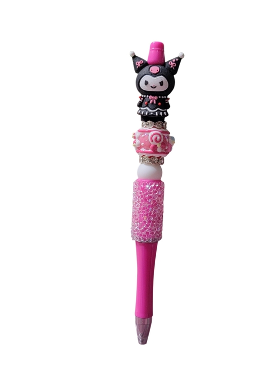 Handmade Accessories - Pink Character Bead Kids Ballpoint Pen